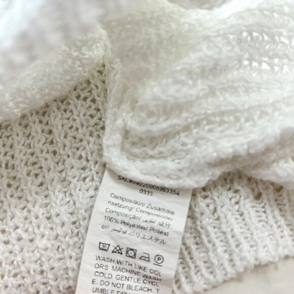 SHEIN White Knit Drawstring Crop Sweater V Neck Long Sleeve Pullover EUC Sz S - Picture 8 of 8